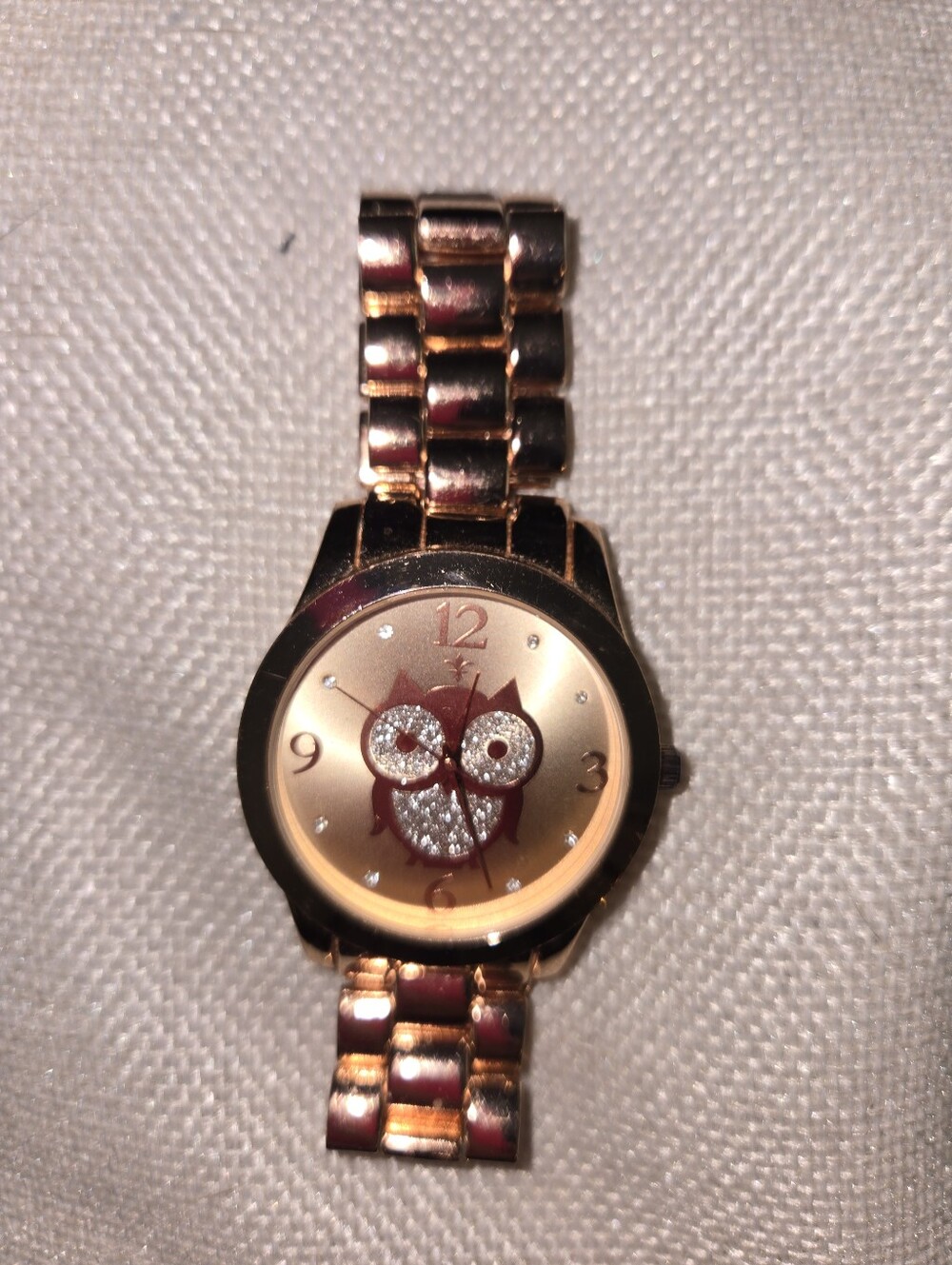 Women's Rose Gold Owl Accent Bracelet Watch